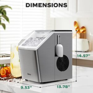 Silonn Ice Makers Countertop, 44lbs Per Day, 2 Ways to Add Water, Auto Self-Cleaning, Stainless Steel Ice Machine for Home Office Bar Party