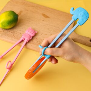 Kidsfantasy 2 Pairs Training Chopsticks learning chopsticks helper for kids, training chopsticks with animals for beginners