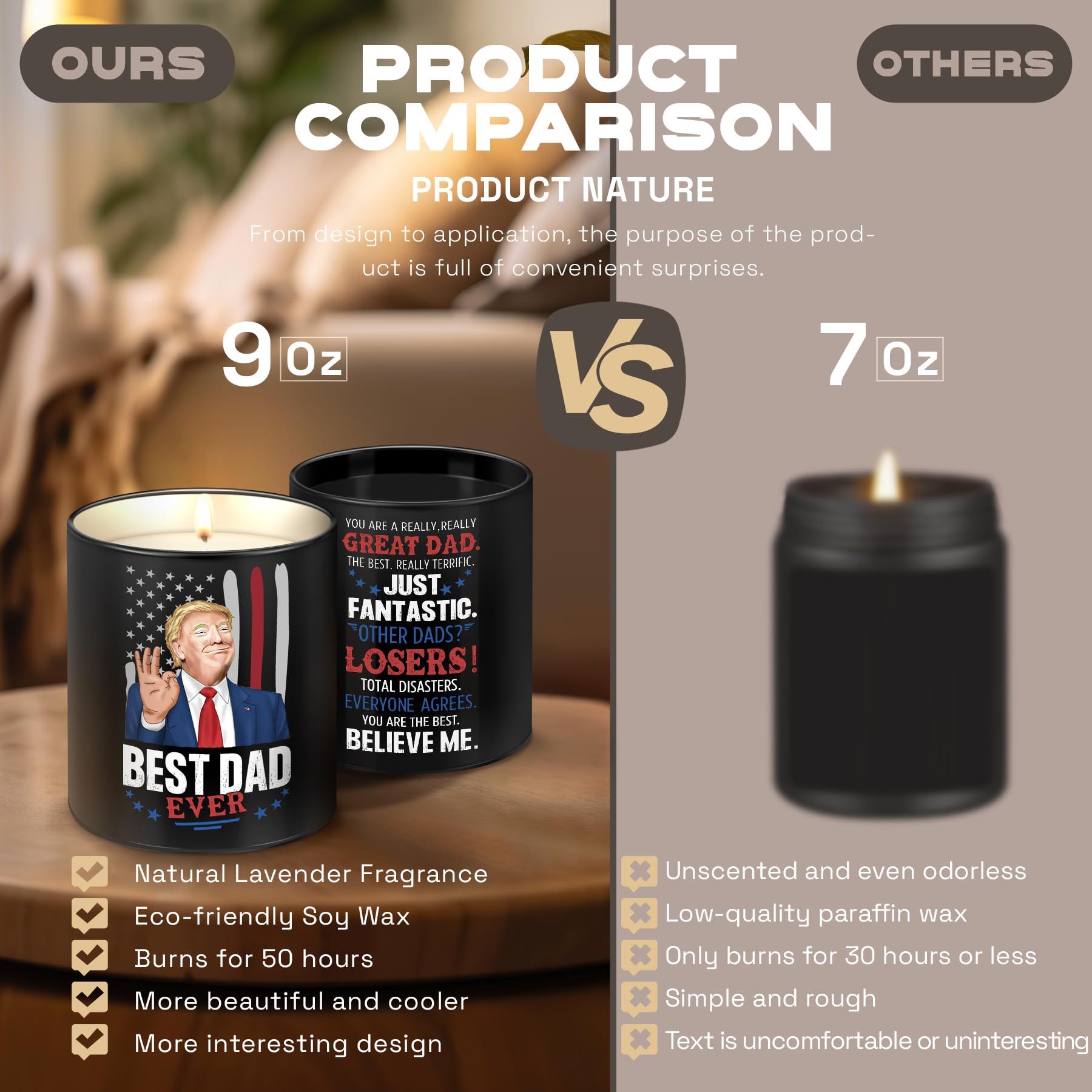 Dad Gifts for Fathers Day - Christmas Birthday Gifts from Son Daughter - Funny Bonus Step Dad Adoptive Father Best Father in Law Gifts for Men Cool Dad’s Scented Candle