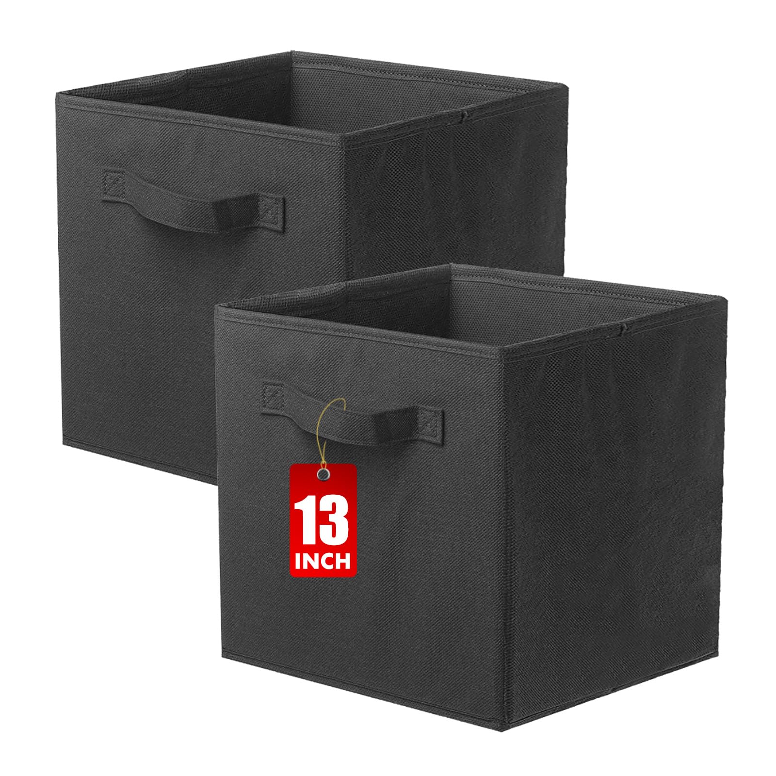 ShellKingdom Storage Bins, Foldable Fabric Storage Cubes And Cloth Storage Organizer Drawer For Closet And Toys Storage, 13 X 13 X 13 INCH, 2 Pack (Black)