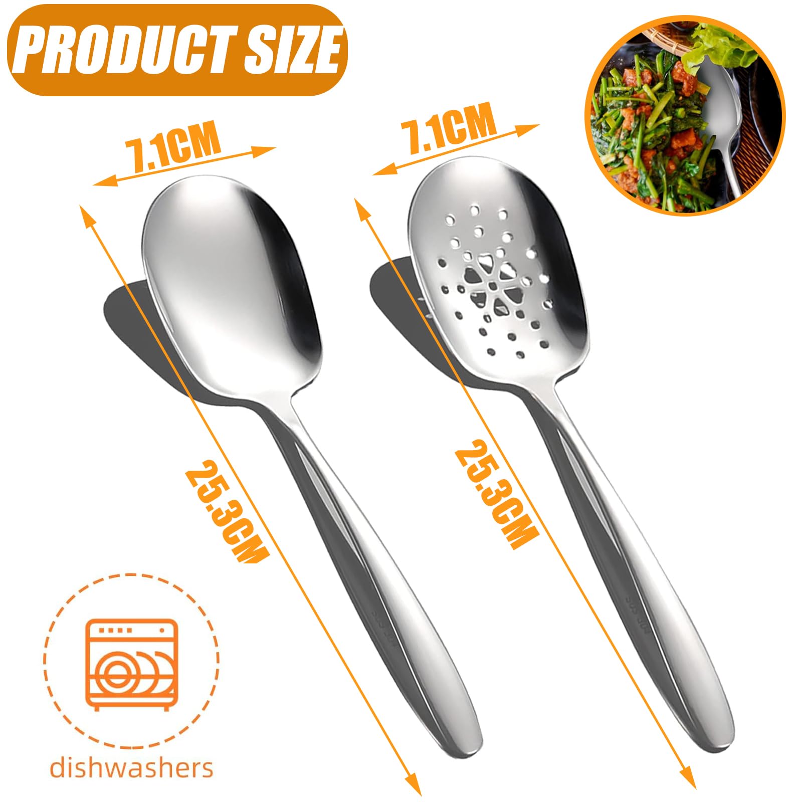 Tomuvpzn X Large Serving Spoons Set, 2 PCS Stainless Steel Serving Spoon, Large Serving Spoons for Buffet, Stainless Steel Cooking Spoon, Mixing Spoon for Banquet Buffet Restaurant Dishwasher Safe