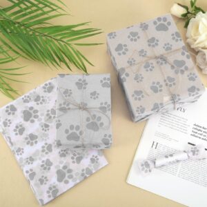 30pcs Dog Paw Tissue Paper, 20x14in Cute Paw Print Tissue Paper Puppy Paws Tissue Paper Sheets Gift Wrapping Tissue Paper for Gift Packaging Wedding Birthday Party Supplies(Silver)