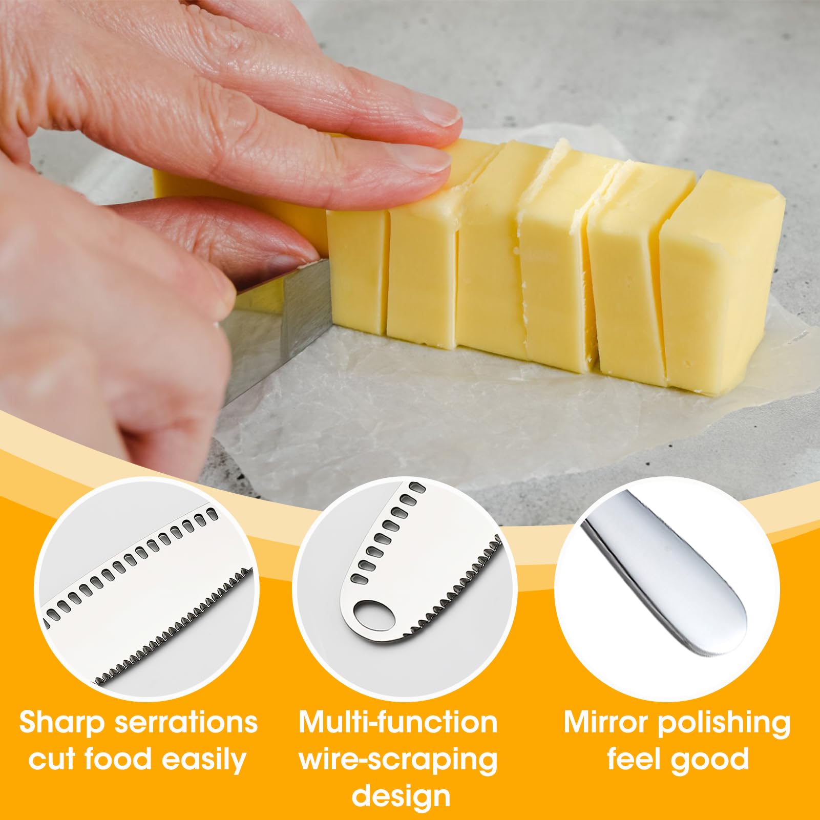 2PCS Stainless Steel Butter Spreader Knife, Butter Curler, 3 in 1 Butter Knife Spreader, Butter knife with Holes in Blade, Multi-Function Butter Spreader and Grater with Serrated Edge, Cut Vegetables