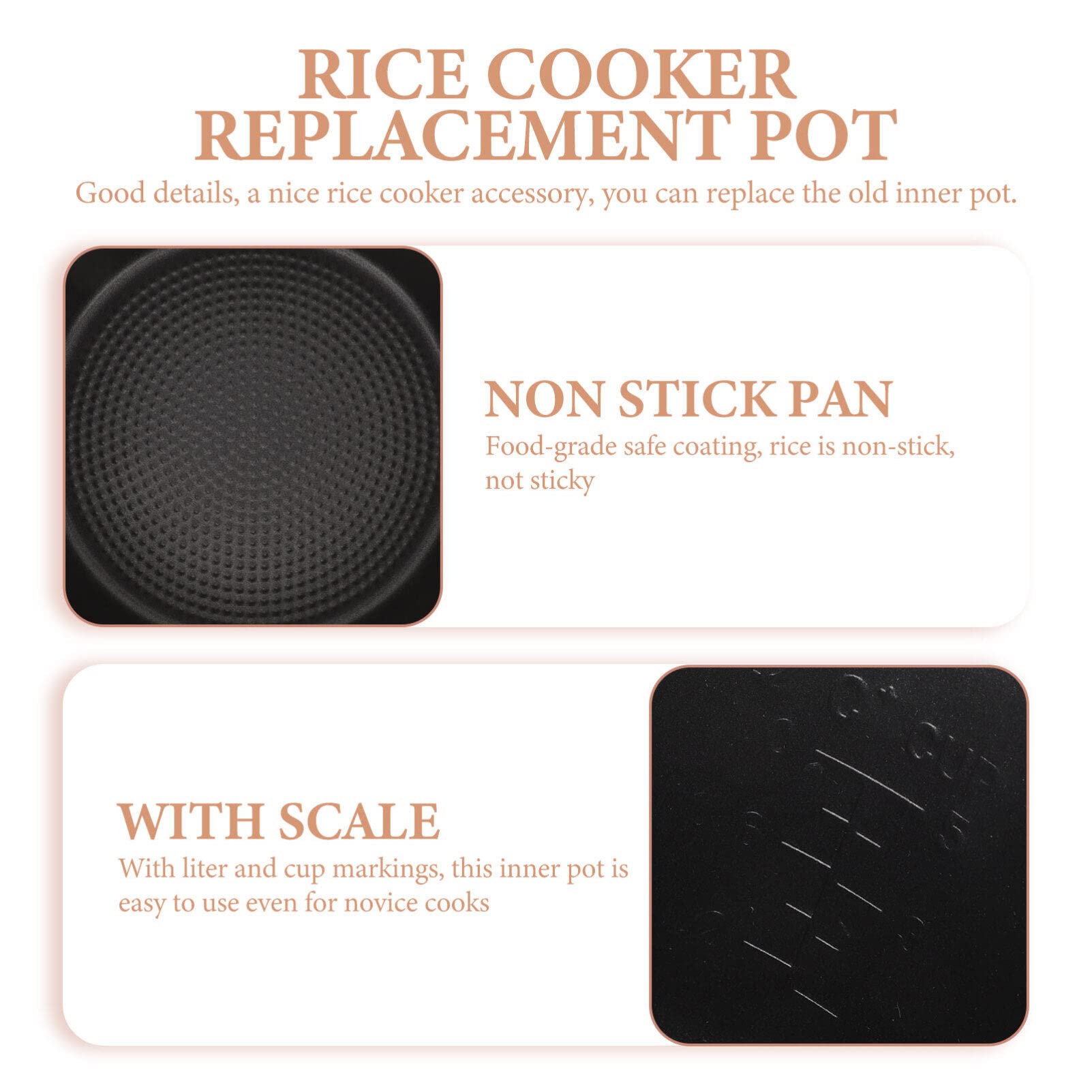 Ciieeo Rice Cooker Inner Pot Aluminum Alloy Rice Cooker Inner Tank Nonstick Cake Pan 2L Cooking Liner Container Only Golden