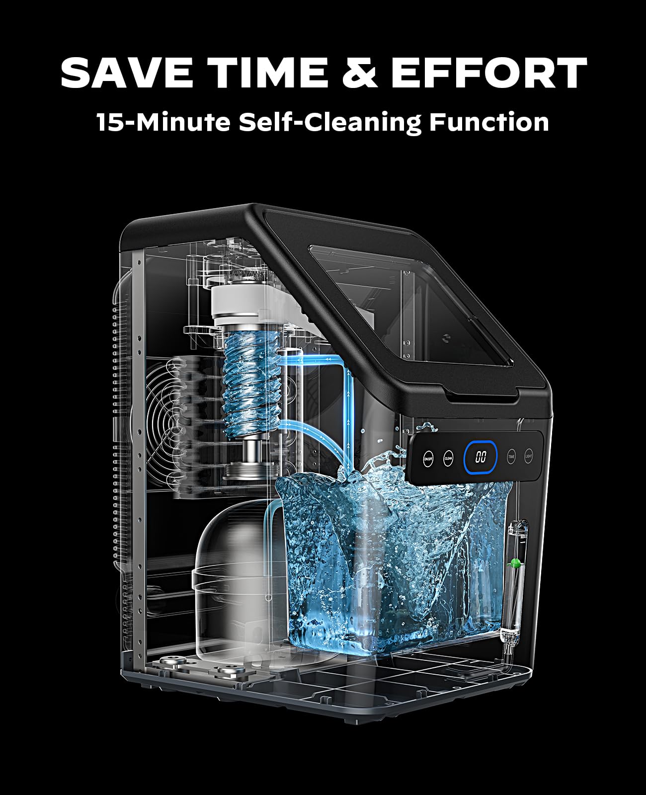 Silonn Nugget Ice Maker - Timer Ice Machine with Self-Cleaning, 44lbs per Day Pebble Ice Maker with Soft Chewable Ice, One-Click Operation Ice Machine for Home, Kitchen, Office