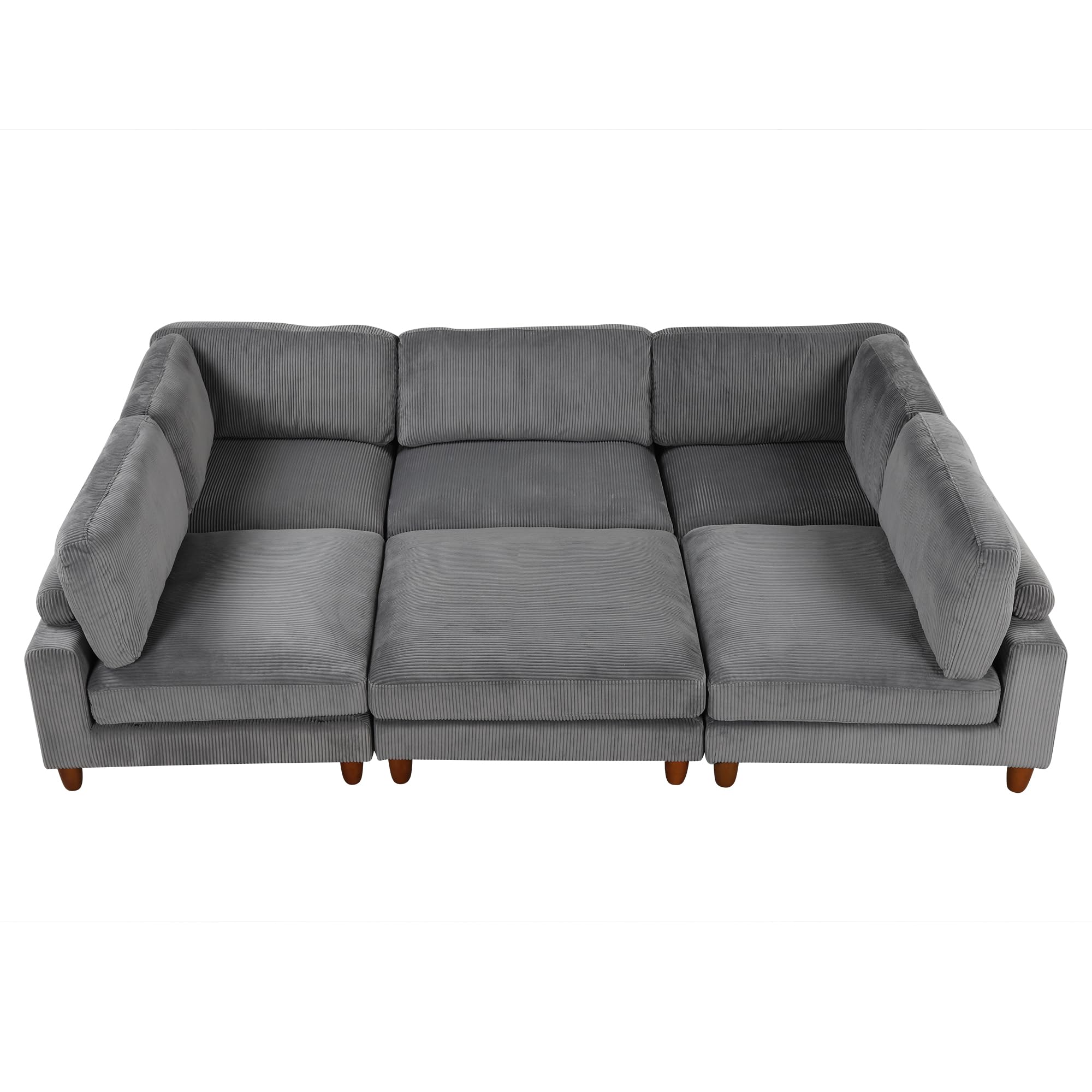 Merax 163" Modular Big Sectional Sofa with Ottoman L Shaped Corner Couch 6-Seater for Apartment,Grey