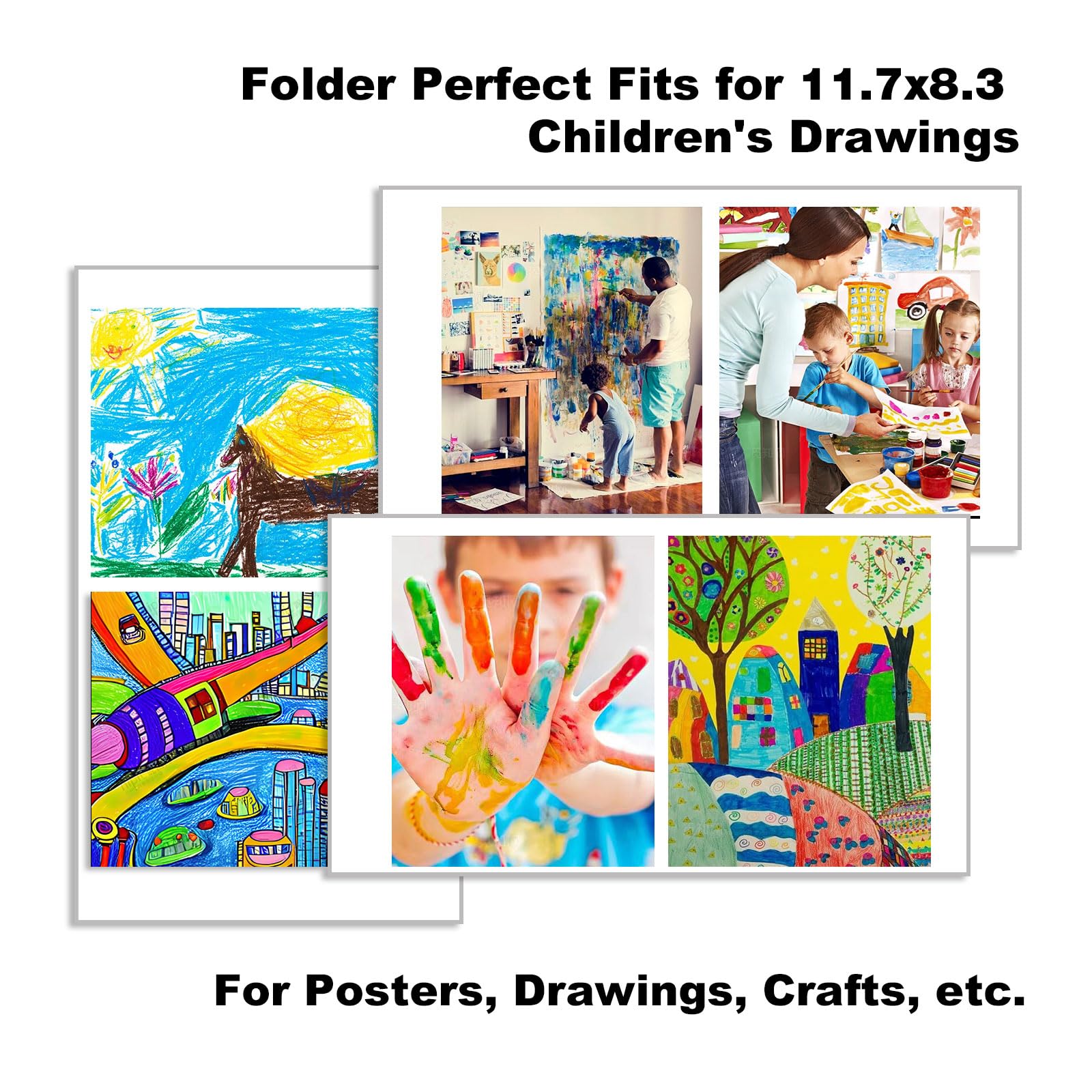 Student Drawings Artwork Portfolio, Children's Drawings Artwork Saved Portfolio 40 Pockets Display 80 Pages Art Painting (small animal)