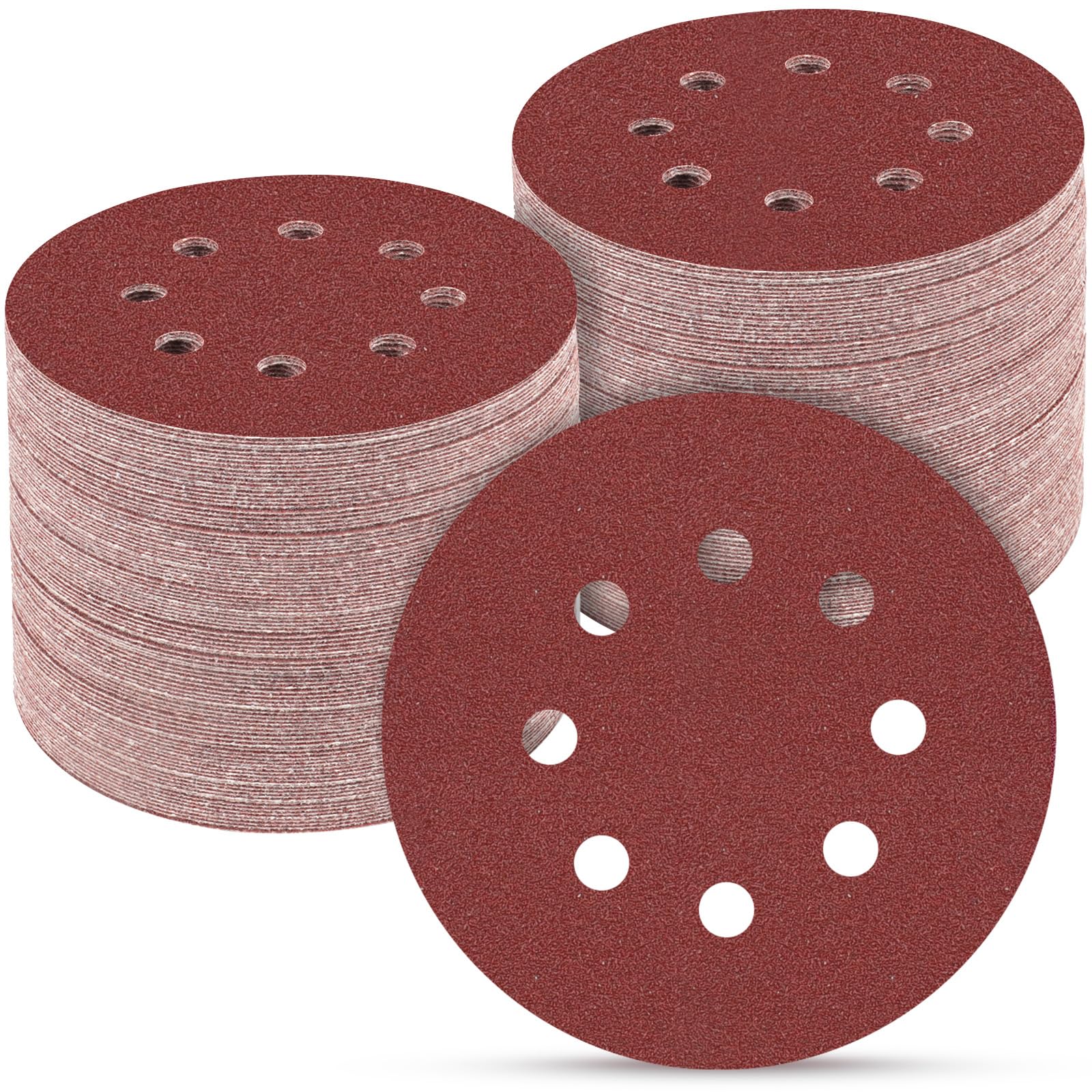 POTUINOM 165 PCS 5 Inch Sanding Discs,Round Hook and Loop Sandpaper for Random Orbital Sander 40 60 80 120 150 240 320 400 600 Grit