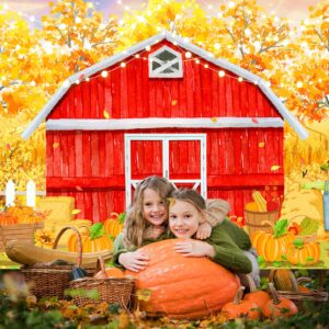 Avezano Fall Red Farm Backdrop Watercolor Autumn Pumpkin Patch Banner Fall Thanksgiving Day Baby Shower Birthday Party Decoration Banner 70.8 x 43.3 Inch