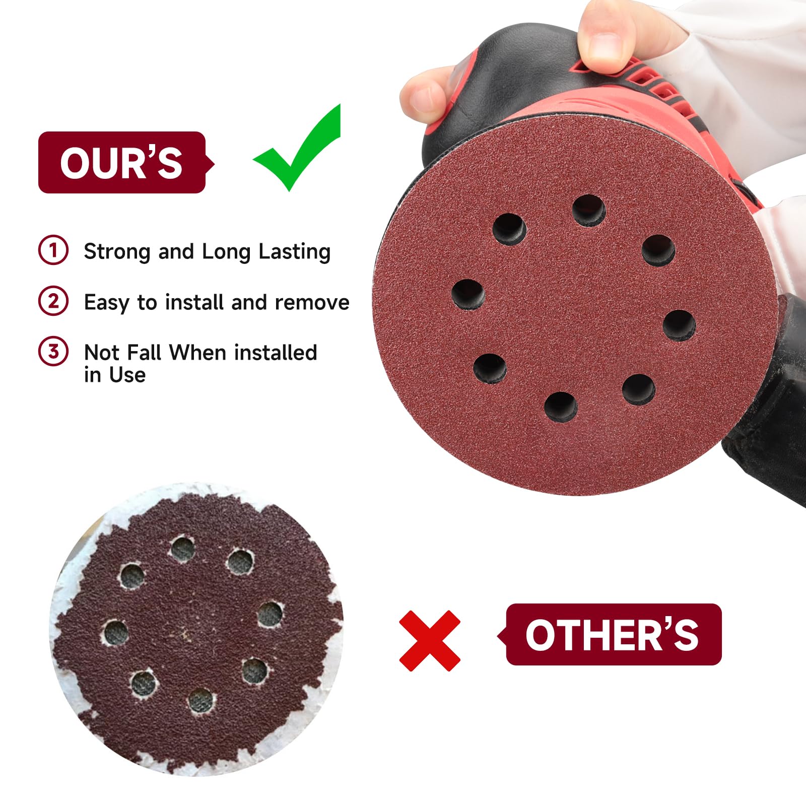 POTUINOM 165 PCS 5 Inch Sanding Discs,Round Hook and Loop Sandpaper for Random Orbital Sander 40 60 80 120 150 240 320 400 600 Grit