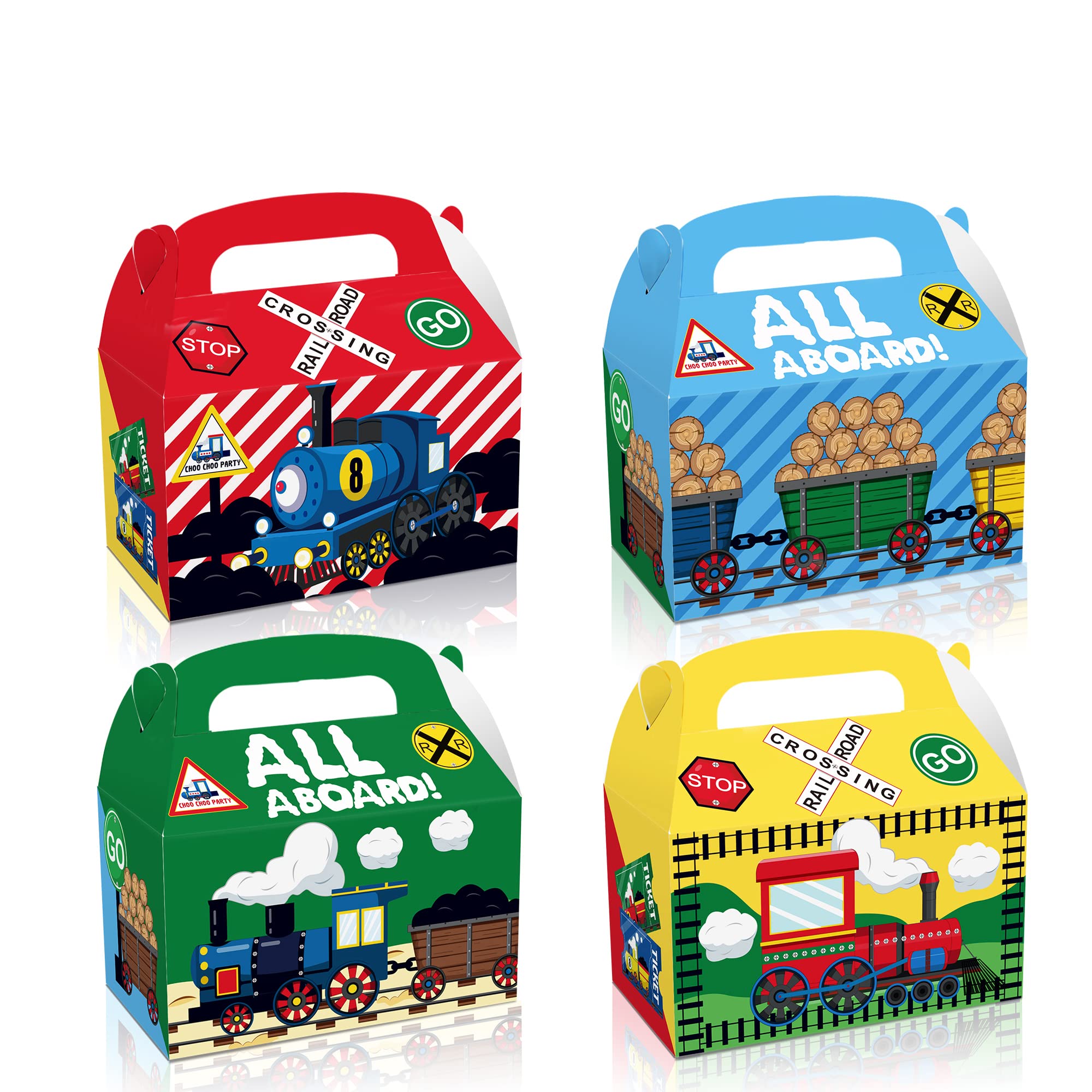 24 Pcs Train Party Treat Box Train Birthday Party Favor Boxes Transportation Train Party Goody Bags Treat Boxes for Train Theme Birthday Baby Shower Supplies