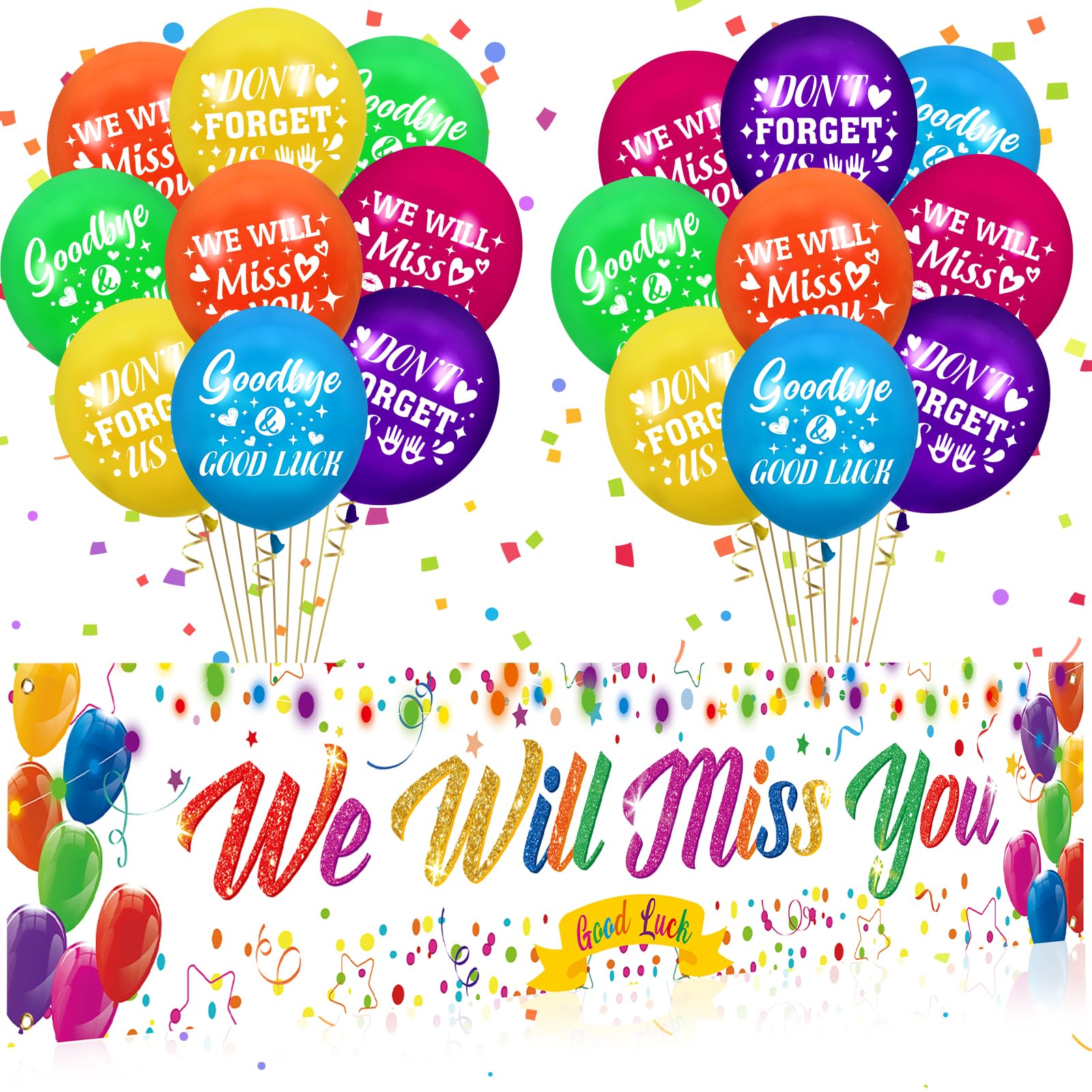 We Will Miss You Party Decorations We Will Miss You Good Luck Banner and 18Pcs Balloons for Graduation Farewell Retirement Leaving Going Away Goodbye Party Supplies Decor