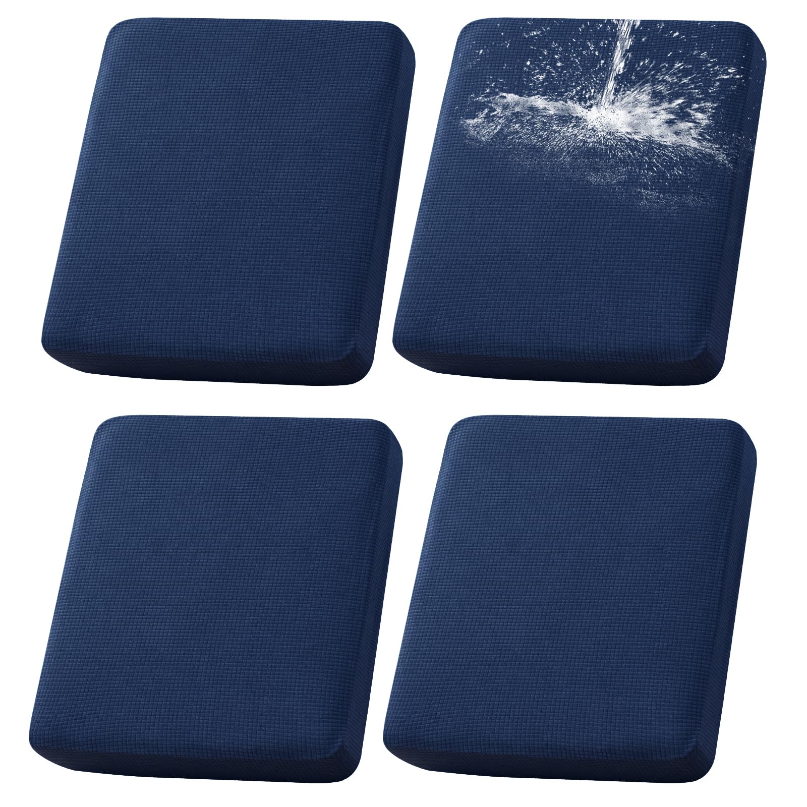 LiveGo Patio Sofa Cushion Cover Outdoor Waterproof Cushion Cover Replacement Patio Furniture Cushions Couch Slipcovers Chair Seat Cover Soft Flexibility Protector (4, Navy Blue)