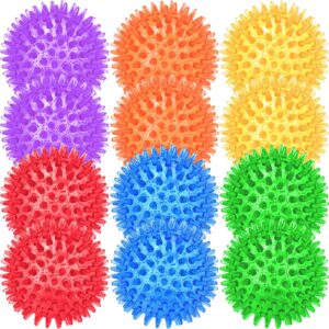 beieverluck 12 pack 2.5 inch squeaky dog toy balls spikey dog balls large dog chew toys for medium large and small dogs for aggressive chewers, 6 colors