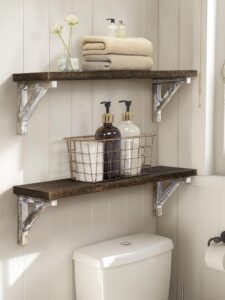 gronda bathroom wall shelves over toilet, 24 inches floating shelves for wall rustic farmhouse wood bathroom shelf hanging storage rack