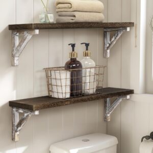 Gronda Bathroom Wall Shelves Over Toilet, 24 Inches Floating Shelves for Wall Rustic Farmhouse Wood Bathroom Shelf Hanging Storage Rack