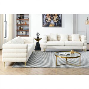 amervanito 81'' Oversized 3 Seater Sectional Sofa, Living Room Comfort Fabric Sectional Sofa - Deep Seating Sectional Sofa, Soft Sitting with 3 Pillows for Living Room,Bedroom,White Teddy