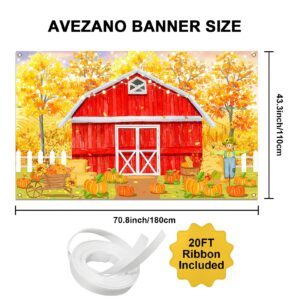 Avezano Fall Red Farm Backdrop Watercolor Autumn Pumpkin Patch Banner Fall Thanksgiving Day Baby Shower Birthday Party Decoration Banner 70.8 x 43.3 Inch