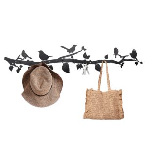 bird tree branch wall decor, bird wall art wall mounted coat rack - an artistic blend of function and design40 x 8.6",8 hooks.