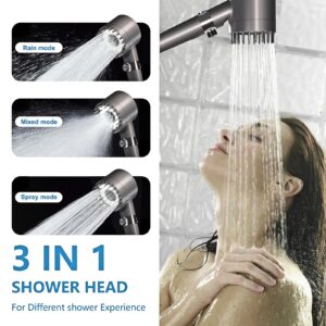 Filtered Shower Head with Handheld, 3 Spray Modes Water Saving High Pressure Showerhead Set with 59″ Hose、Bracket、Cotton Filters, Power Wash for Hard Water, Showerhead with ON/OFF Switch for Pets Bath