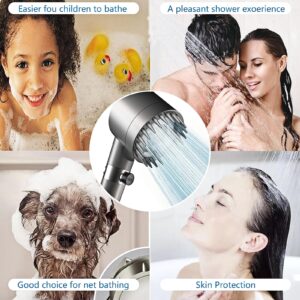 Filtered Shower Head with Handheld, 3 Spray Modes Water Saving High Pressure Showerhead Set with 59″ Hose、Bracket、Cotton Filters, Power Wash for Hard Water, Showerhead with ON/OFF Switch for Pets Bath