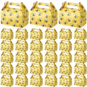 feifeiya 30 pcs bee candy boxes with handles paper bee party favor treat boxes easy assemble bee gift bags bee party favor bags for birthday bee decorations baby shower wedding kids bee party supplies