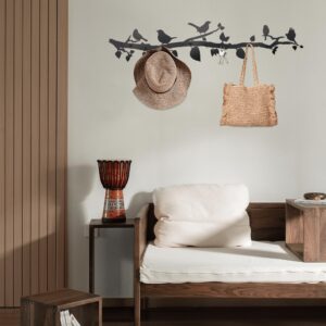 Bird Tree Branch Wall Decor, Bird Wall Art Wall Mounted Coat Rack - an Artistic Blend of Function and Design40 x 8.6",8 Hooks.