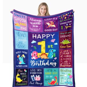 puzopal 1 year old girl gifts, one year old girl boy birthday gifts, 1st birthday girl gifts blanket 40"x50", 1 year old girl boy birthday gift, first birthday gifts for 1 year old girls boys