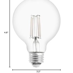 Maxxima G25 LED Light Bulb, Globe White Filament - 40 Watt Equal, 500 Lumens, 3000K Warm White, E26 Edison Vanity Bulb, Great for Kitchen, Living Room, and Bathroom, Non-Dimmable, 120V - 6 Pack