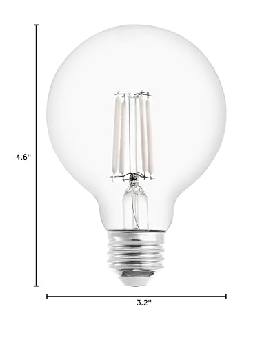 Maxxima G25 LED Light Bulb, Globe White Filament - 40 Watt Equal, 500 Lumens, 3000K Warm White, E26 Edison Vanity Bulb, Great for Kitchen, Living Room, and Bathroom, Non-Dimmable, 120V - 6 Pack