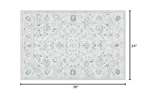 Well Woven Elle Basics Silk Ivory 2'x3' - Non-Slip Rubber Backed Washable Modern Vintage Area Rug for Bedrooms, Kitchens & Entryways - Easy to Clean & Durable