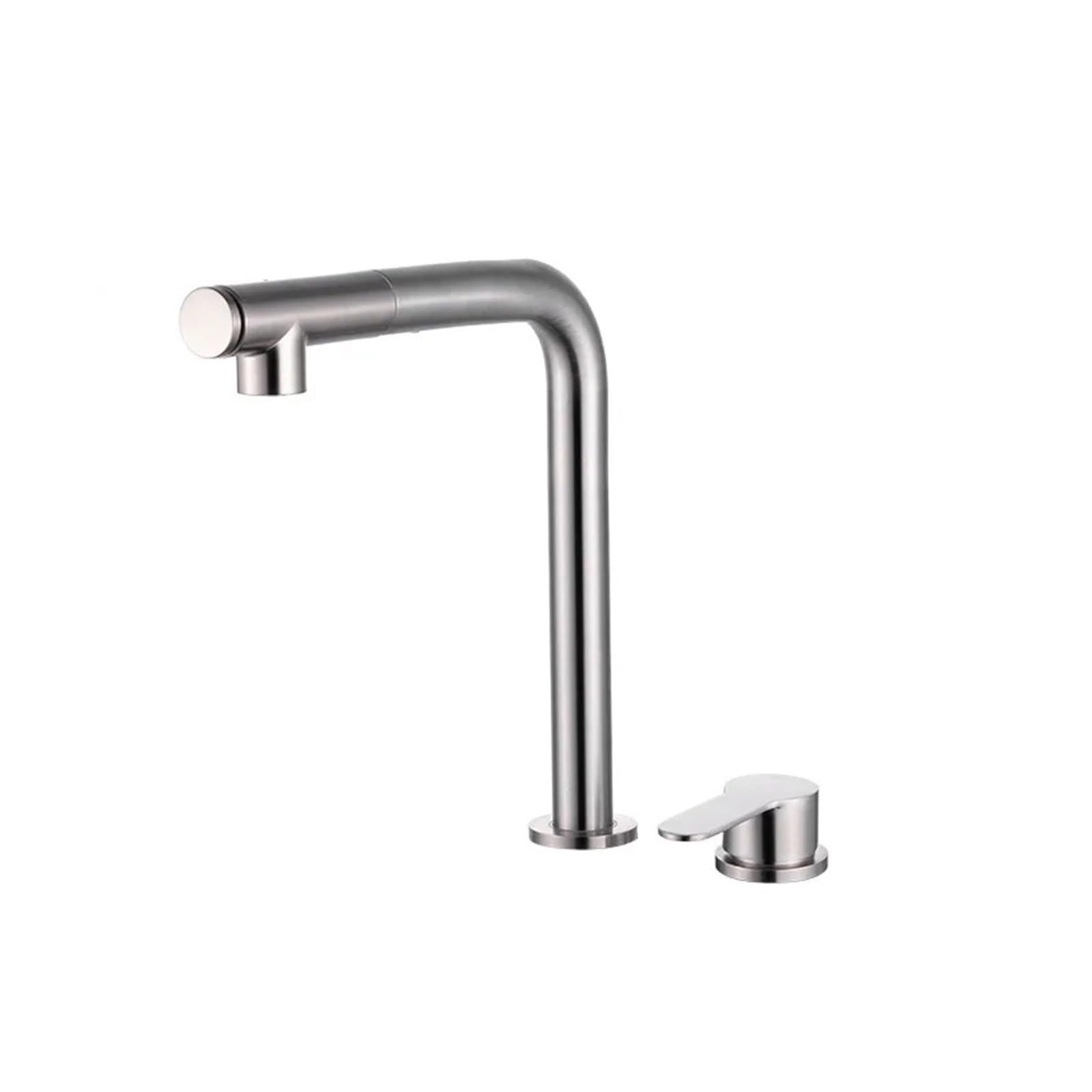 LKBEJMYY Kitchen Pull-Out Sprayer Hidden Lifting Telescopic Sink 360-degree Rotating hot and Cold Water Mixing Faucet Double Hole Split, Brushed