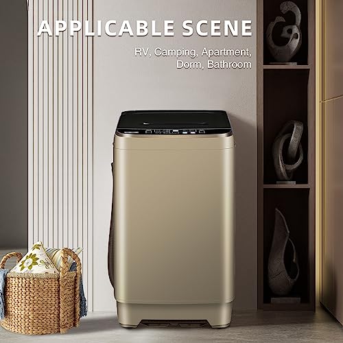 Kazigak Portable Washing Machine, 13.3lbs Automatic Laundry Machine with 10 Programs, LED Display, High-efficiency Compact Washer for Apartment, Home, Dorms, Rv, Gold