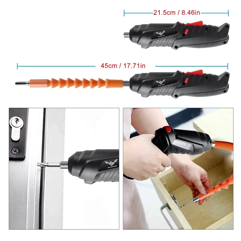 JENABOM 14 in 1 Electric Screwdriver Cordless Rechargeable Small Power Drill Set 3.6V Li-ion 3.5N·m Max Torque Electric Rotatable with Case LED Light Screwdriver for Home Office DIY Tools (Black)