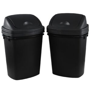 Minekkyes Office Trash Can with Lid, 8 Gallon Kitchen Garbage Can, Plastic Durable Waste and Recycle Bin (Set of 4, Black)