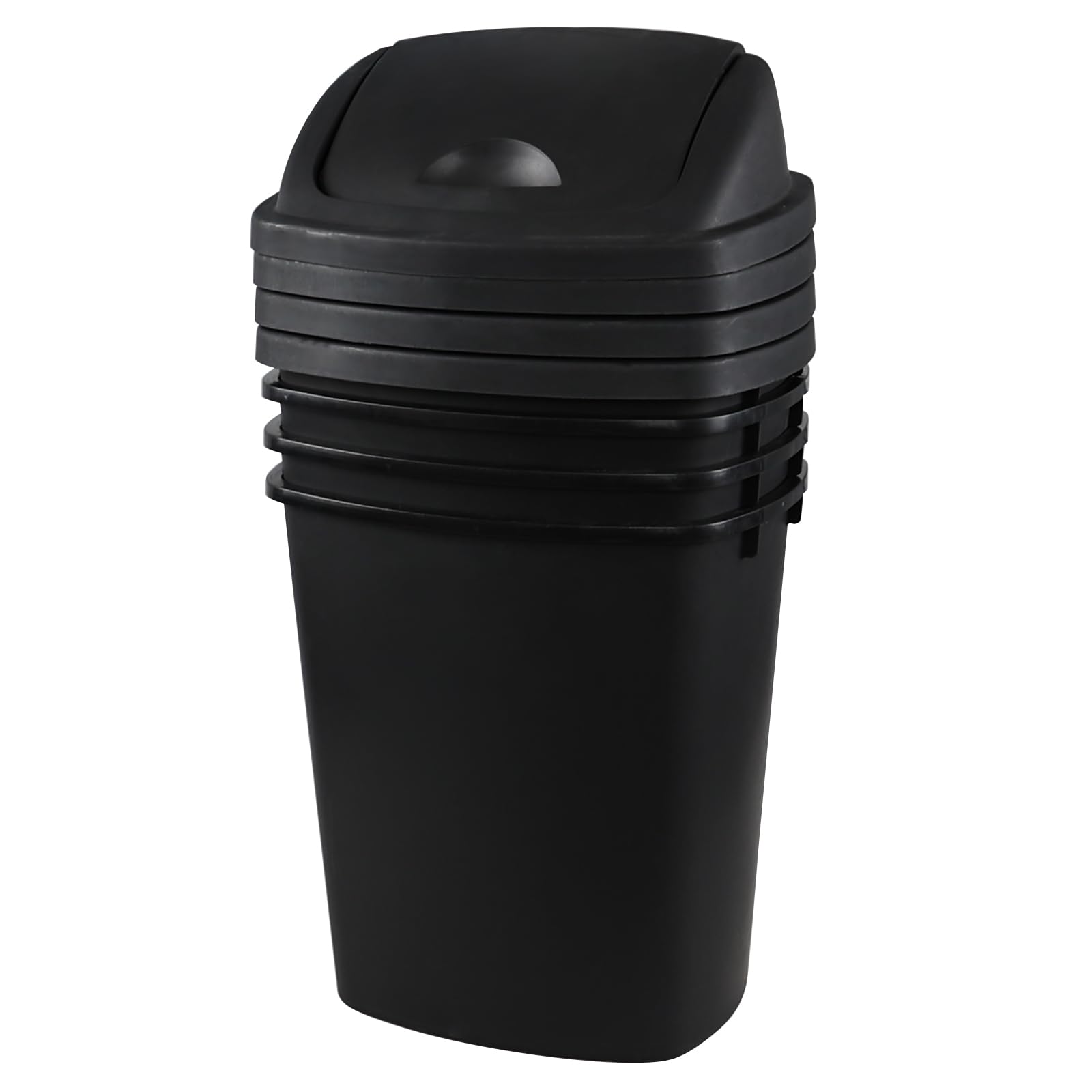 Minekkyes Office Trash Can with Lid, 8 Gallon Kitchen Garbage Can, Plastic Durable Waste and Recycle Bin (Set of 4, Black)