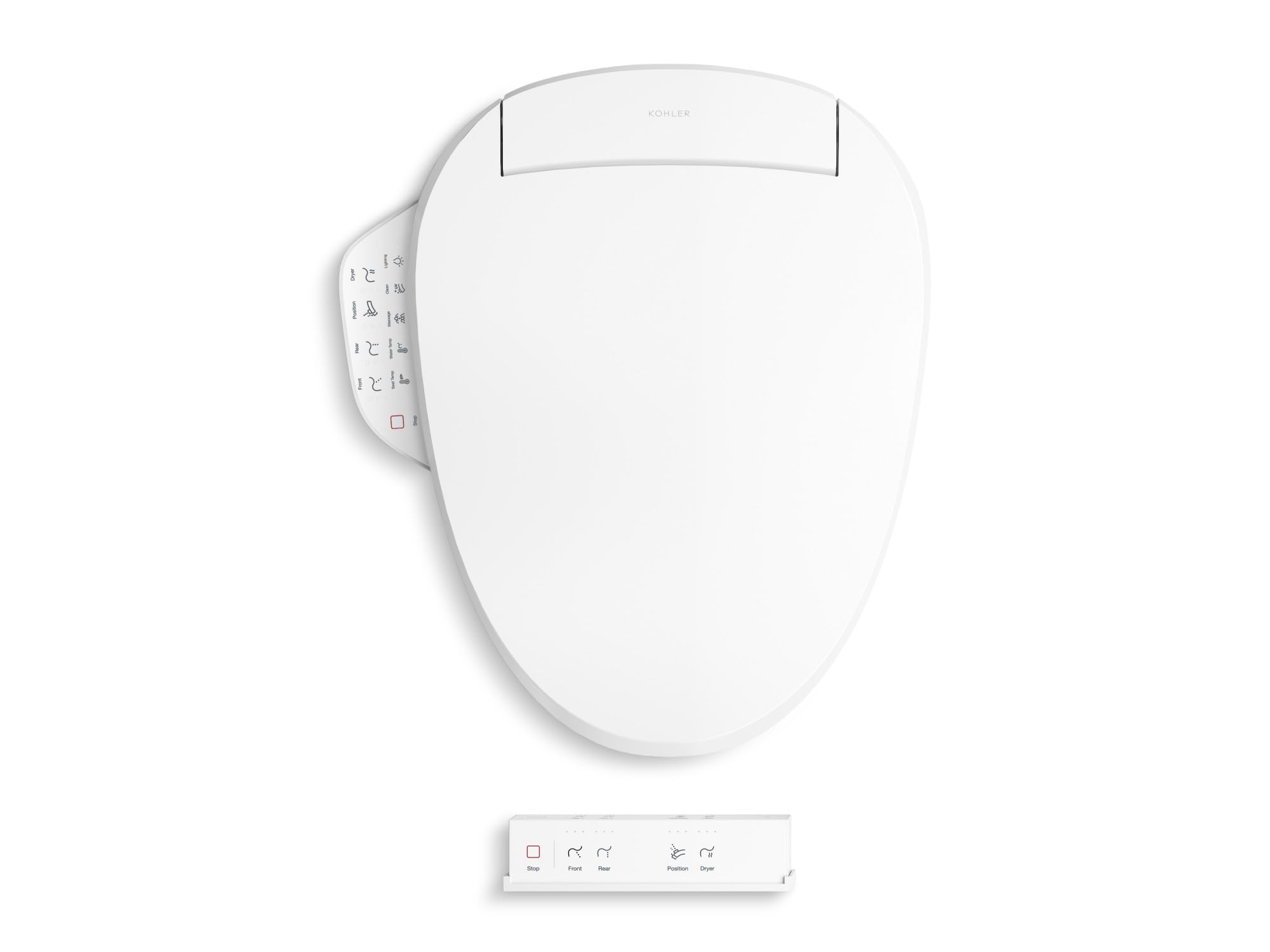 KOHLER 28229-0 K-28229-0 PureWash E725 Elongated Bidet Toilet Seat with Remote Control, White