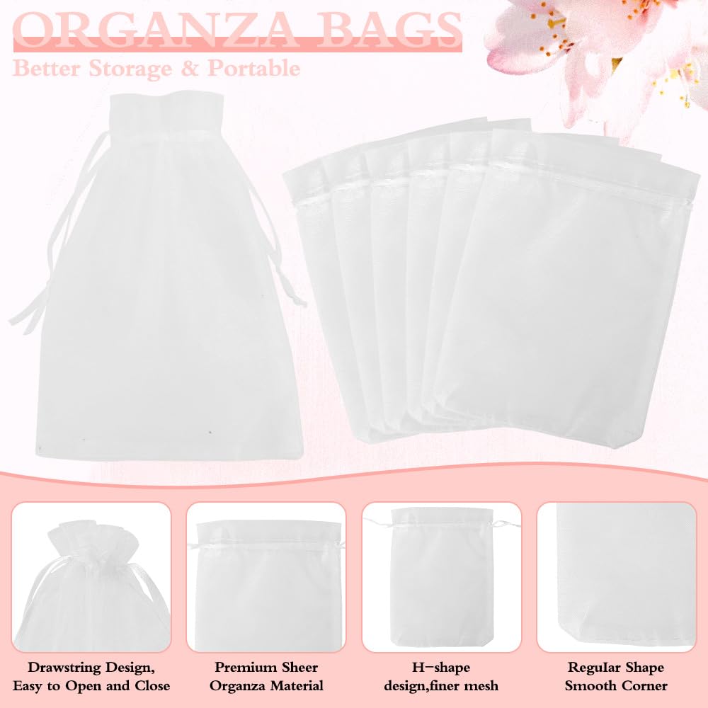 Organza Bags, Organza Bags 5 x 7 Inch, 50 Pcs White Sheer Party Favor Bags with Drawstring, Mesh Bags Drawstring, Jewelry Gift Bags, Small Mesh Gift Bags Candy Bags for Wedding Christmas Birthday