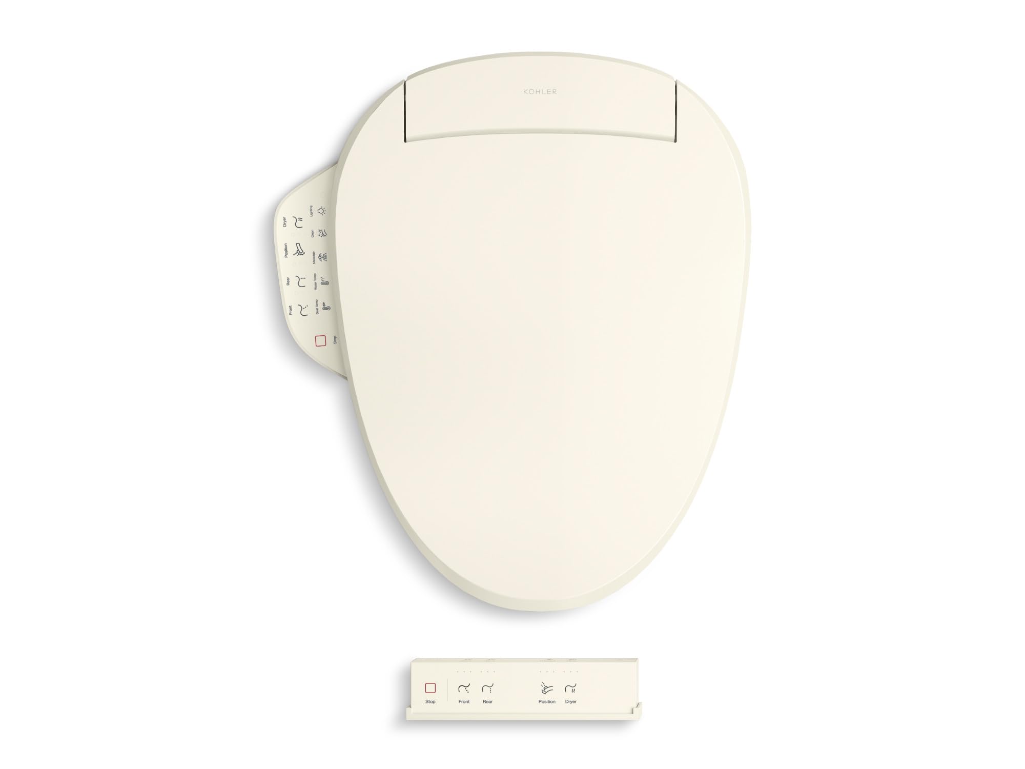 KOHLER 28229-96 K-28229-96 PureWash E725 Elongated Bidet Toilet Seat with Remote Control, Biscuit