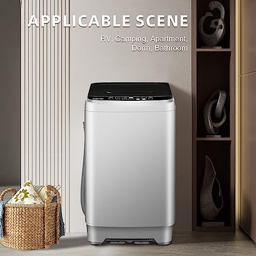 Kazigak Portable Washing Machine, 13.3lbs Automatic Laundry Machine with 10 Programs, LED Display, High-efficiency Compact Washer for Apartment, Home, Dorms, Rv, Grey