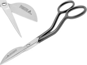 applique pelican duckbill blade - double bent curved offset handle scissors for embroidery, fabric, arts & craft by artman instruments (4.5 inch)