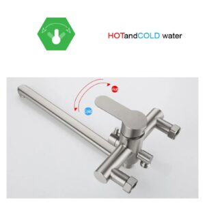 KXFXQTOT Stainless Steel Kitchen Brushed Extension 2 Functions Wall-Mounted Bathtub Mixing Valve Shower Faucet Hand Spray (Color : Onluy Faucet)