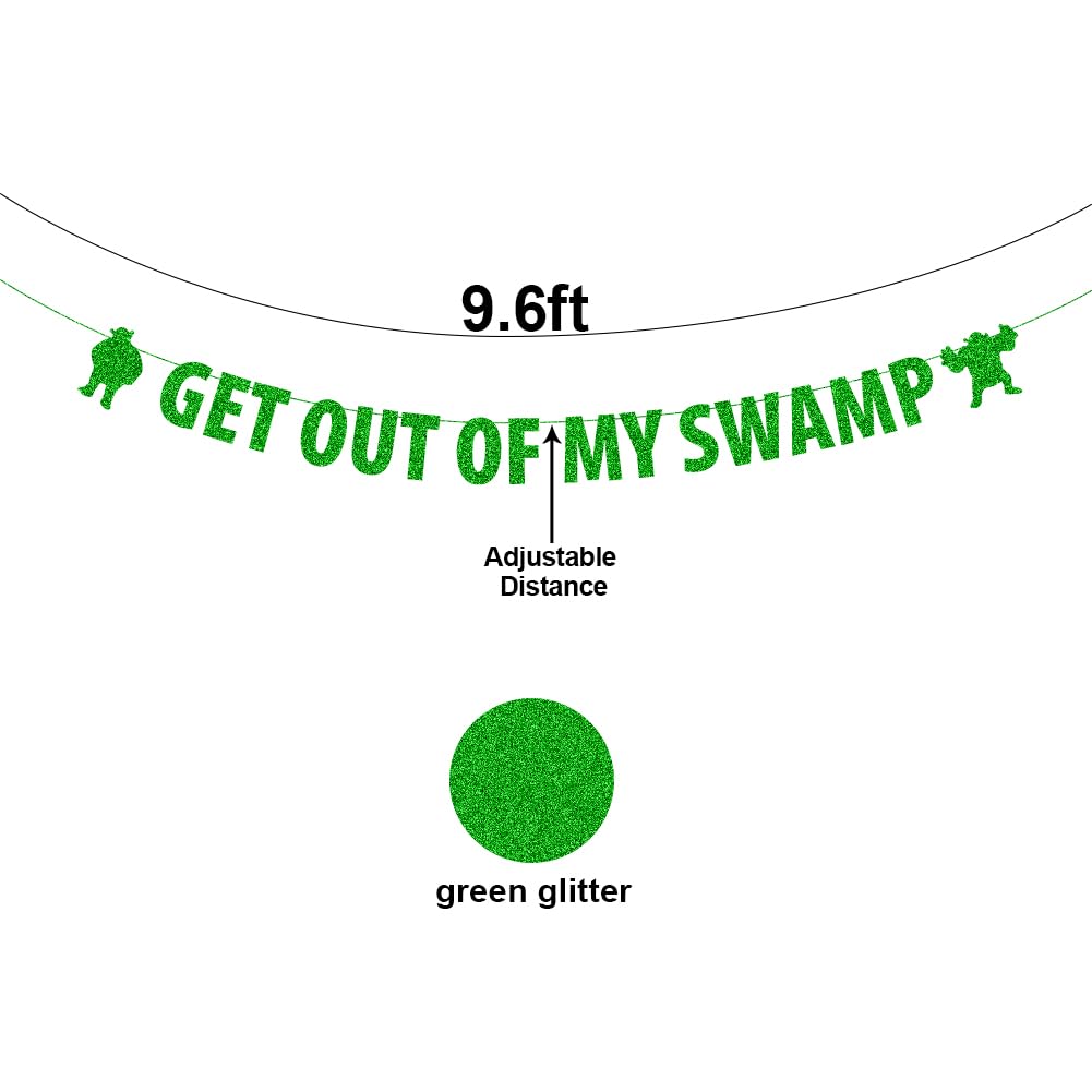 Get out of my Swamp Bunting Banner, Shrek Theme Birthday Party Decor, Funny Housewarming Party Decorations, Shrek Themed Party, Green Glitter