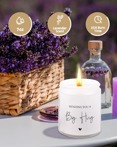 Sympathy Gifts for Loss of Loved One, Get Well Soon Thinking of You Gifts for Women, Memorial Bereavement Condolence Gifts, Handmade Lavender Natural Soy Wax Candle Gifts for Comfort (7oz)