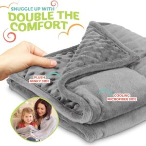 Kidaddle 5lb Weighted Blanket for Kids (Grey), Plush Minky Weighted Lap Pad for Kids with Sensory Processing Issues Like Autism or ADHD, Giftable Kids Weighted Blanket with Travel Bag for Ages 4-10