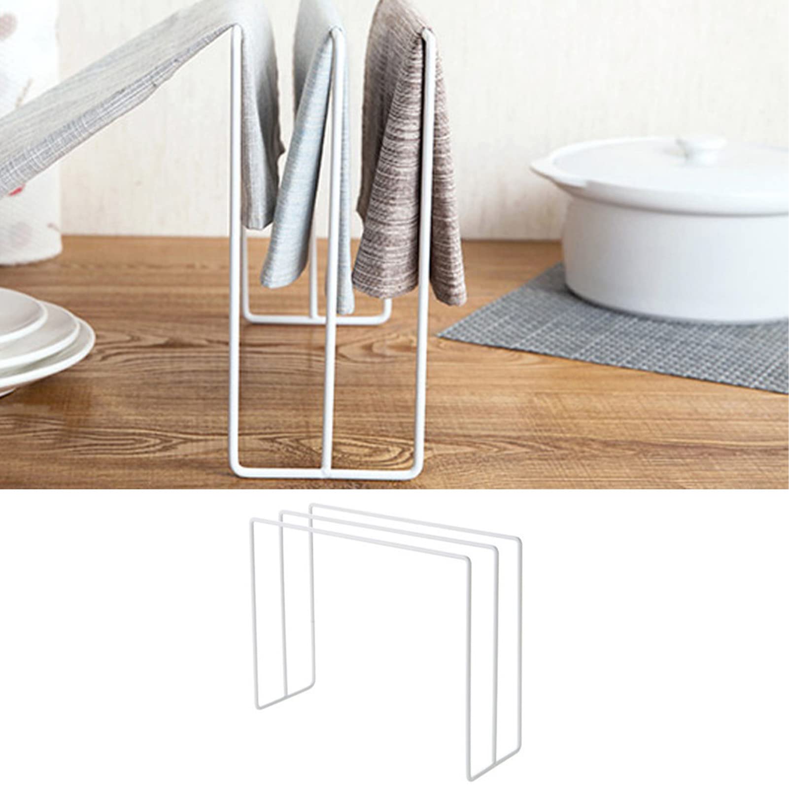 Kitchen Countertop Dishcloth Drying Rack Towel Storage Stand, Freestanding Design Iron Dishcloth Towel Holder for Home Kitchen (White) (White)