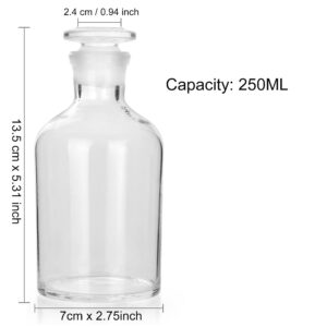 Kestun 250ml Glass Reagent Bottle,Narrow Mouth Borosilicate Glass Reagent Bottle with Standard Ground Glass Stopper (8.45oz,Clear)…