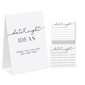 stizak minimalist theme bridal shower decorations, date night ideas, bridal shower game, 1 sign and 50 cards, modern bridal shower shower, wedding shower games（dn07）