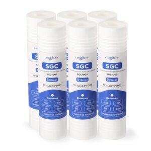 6 pack whole house water filter cartridge replacement for well water, 5 micron water filter 10 x 2.5 grooved sediment water filter compatible with ap110, ao-wh-prev-r2, whkf-gd05, cfs110, sgc-25-1005