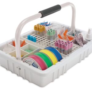 Marketlab Black & White Phlebotomy Tray with Handle - 13mm Tube Rack